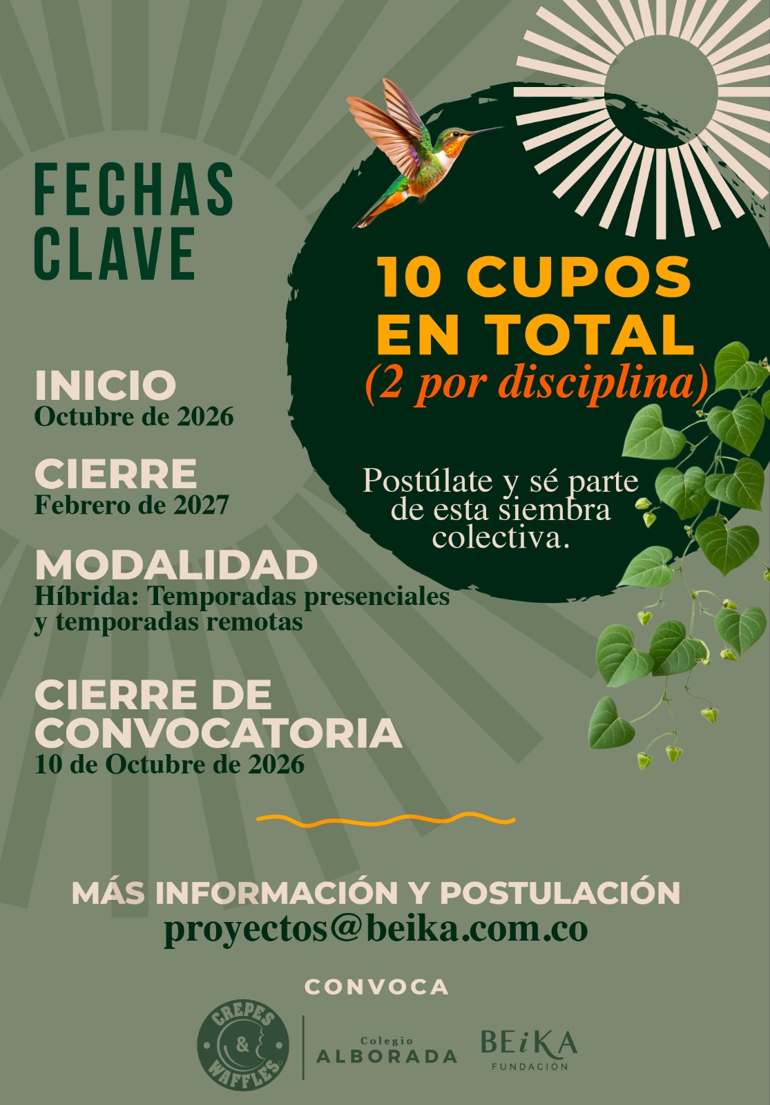 Fechas clave y datos de postulación de la convocatoria